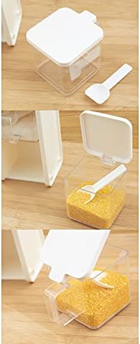 Hedume 2 Pack 3 Grids Clear Seasoning Box with Handle and Spoon