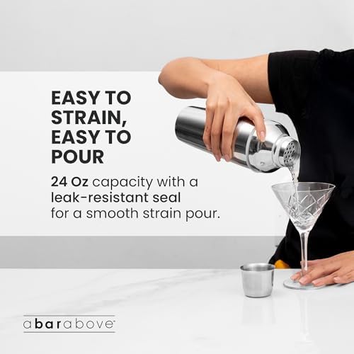 A Bar Above All in One Cocktail Shaker, Cobbler Style Shaker, 24 oz