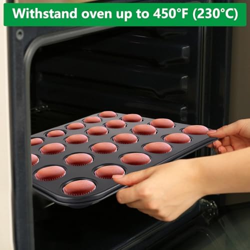 ASelected 2 Pack Mini Muffin Tray,24 Cup Muffin Baking Pan,Non-Stick