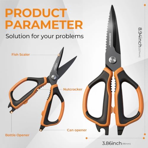 ANSHEE Multipurpose Kitchen Scissors & Food Shears, Stainless Steel