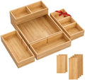 Bamboo Drawer Organizer, 5-Piece Stackable Trays with Removable