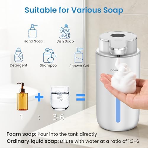 Automatic Foaming Soap Dispenser, Rechargeable, Silver