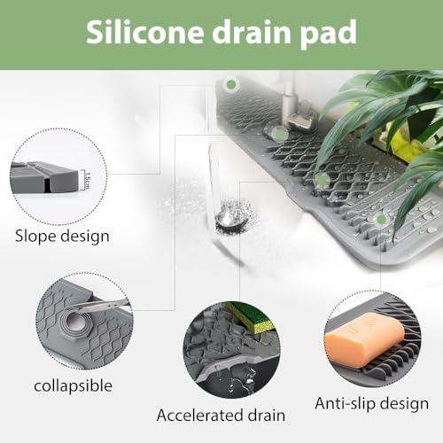 Kitchen Silicone Sink Faucet Mat, 2026 New Foldable Faucet Mat for