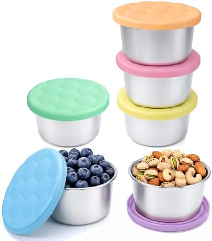 8oz Stainless Steel Snack Containers, 6Pack kids lunch accessories