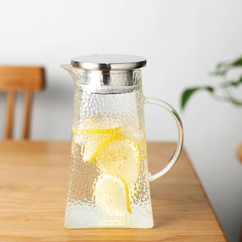 Glass Water Pitcher with Lid 1.8l Large Capacity for Kitchen