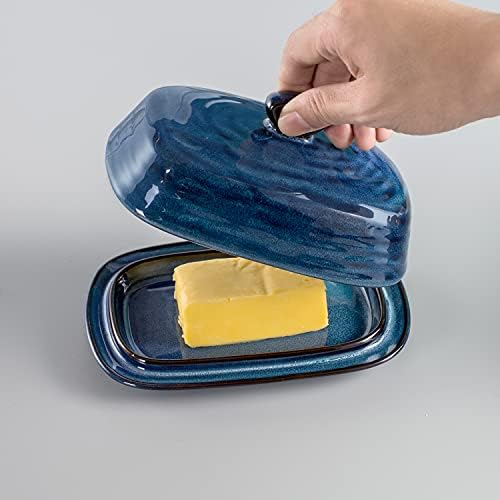 Hasense Butter Dish with Lid, Ceramic Butter Dish with Cover for