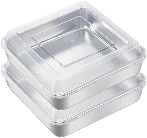 GIUOIDUO 2-Pack 8x8 Inch Baking Pan with Lids - Stainless Steel Square