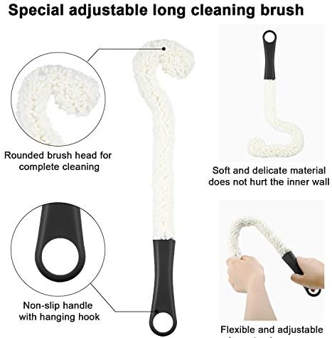 Boao 3 Pcs Decanter Cleaning Brush Set Wine Glass Bottle Beads,Black