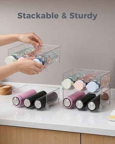 2 Pack Water Bottle Organizer Holder, Stackable Storage Rack for Large