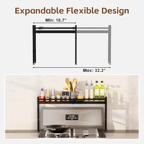 Extendable Over-the-Stove Shelf, Adjustable Height