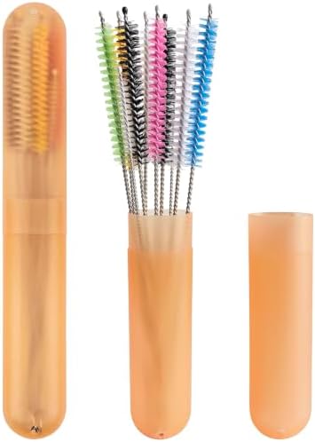 10-Piece Straw Cleaner Brush Set with Case, 304 Stainless Steel, 5-10