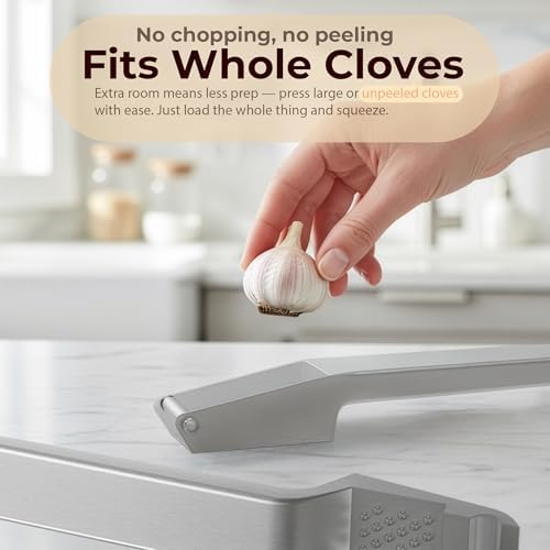 Stainless Steel Garlic Press, Detachable Handle