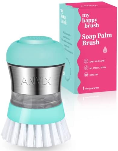Soap Dispensing Palm Brush, Stainless Steel, Tiffany Blue