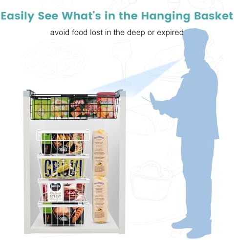 2 Pack Expandable Freezer Organizer Bins, Adjustable Wire Baskets for