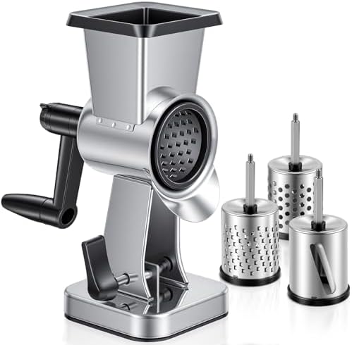 LHS Stainless Steel Rotary Cheese Grater, 3 Blades