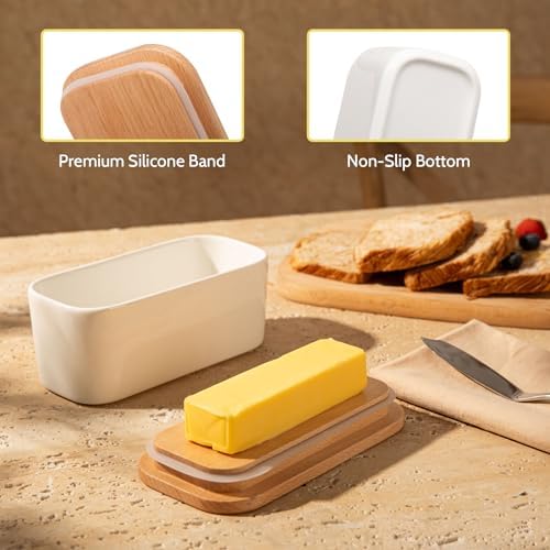 Sweese Small Butter Dish with Lid for Countertop, Airtight Butter