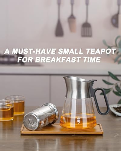 ZENS Glass Teapot with Infuser with 2 Cups for Loose Tea Steeper