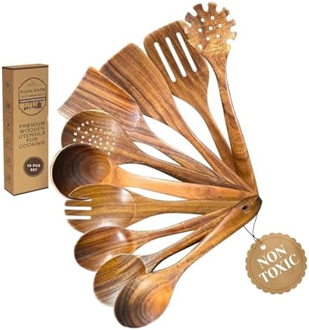 DADU BADU Teak Wooden Utensil Set, 10-Piece