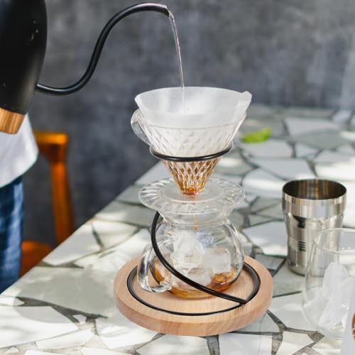 Coffee Dripper Stand Wooden Base Filter Cup Holder for Coffee Station
