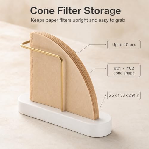 QWORK Coffee Filter Holder - Modern Minimalist Marble Coffee Filter