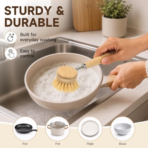 SAMEBUTECO 5-Piece Bamboo Dish Brush Set
