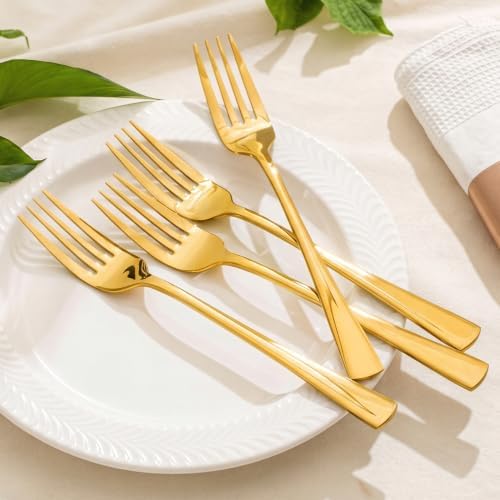KINGSTONE Forks 4 Piece Gold Dinner Forks Set, 18/10 Stainless Steel