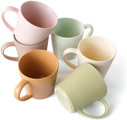 Ceramic Coffee Mugs 13 oz, Set of 6 Coffee Cups with Handle