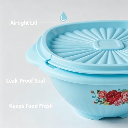 8 Piece Nesting Plastic Bowl Set With Matching Lids, Teal, Multi-Size