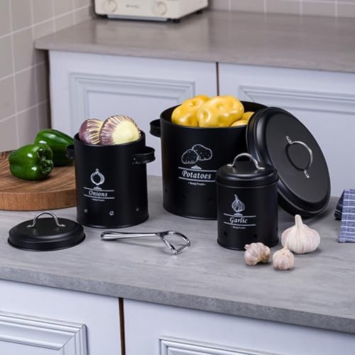 FTVOGUE Potato Onion Garlic Storage Bin Set, Airtight Ventilated Food