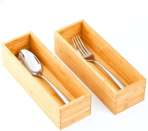 Umilife Bamboo Kitchen Drawer Organizer, Extra High Silverware Tray