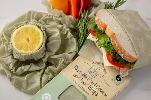 6 Pack Reusable Beeswax Food Wraps and Bowl Covers