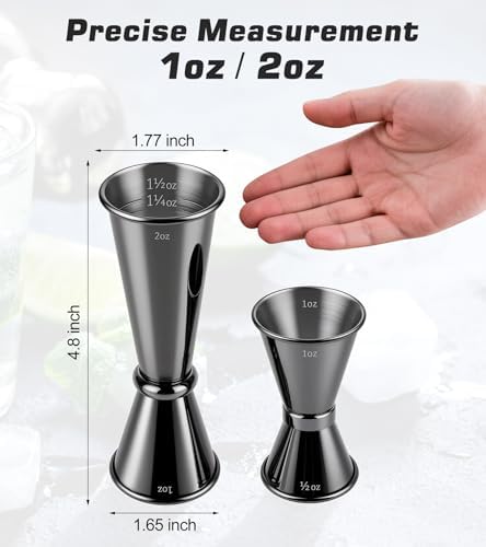 2-Pack Stainless Steel Cocktail Jiggers – Japanese Style Double