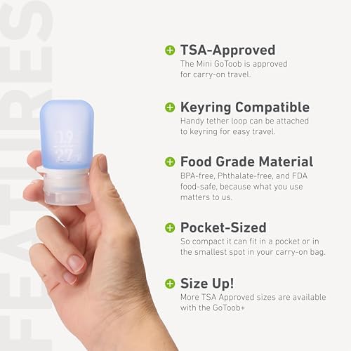 humangear GoToob 3-Pack, Mini (0.9 fl oz), Clear/Green/Blue