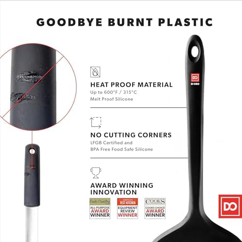 DI ORO Silicone Turner Spatula Set, 4-Piece, Black