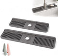 2 Pack Button Silicone Faucet Drain Mat Sink Splash Guard,Dark gray