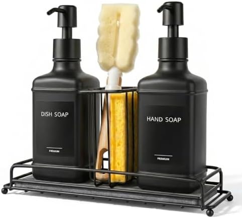 Kitchen Soap Dispenser Set, 17 fl oz, Black