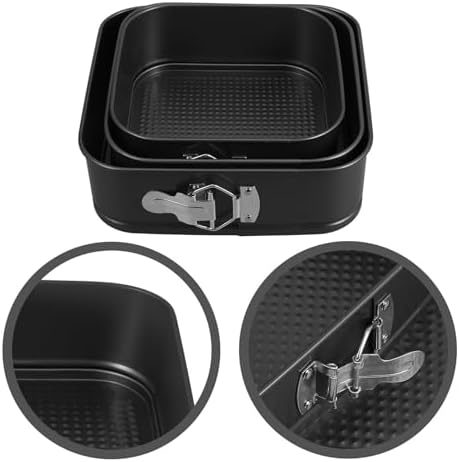 3pcs Square Springform Cake Pan Nonstick Carbon Steel Set