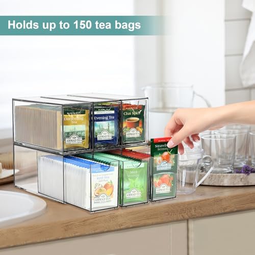 LANLISA Acrylic 6 Pack Tea Bag Organizer and Storage