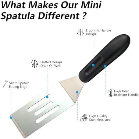 3 Pieces Small Metal Spatula Set, Mini Stainless Steel Serving