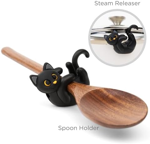 Itera Black Silicone Cat Spoon Rest Kitchen Gadget Utensil Holder