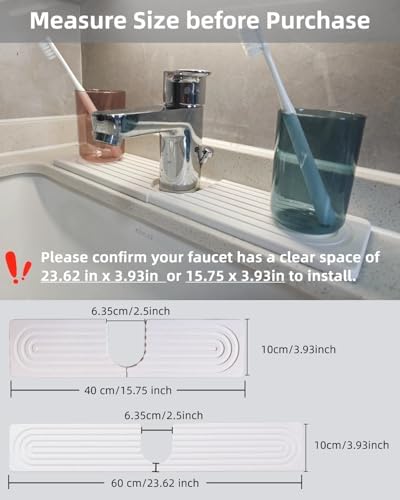 16 Inch Stone Faucet Mat for Kitchen Sink, Diatomite Fast Drying Mat