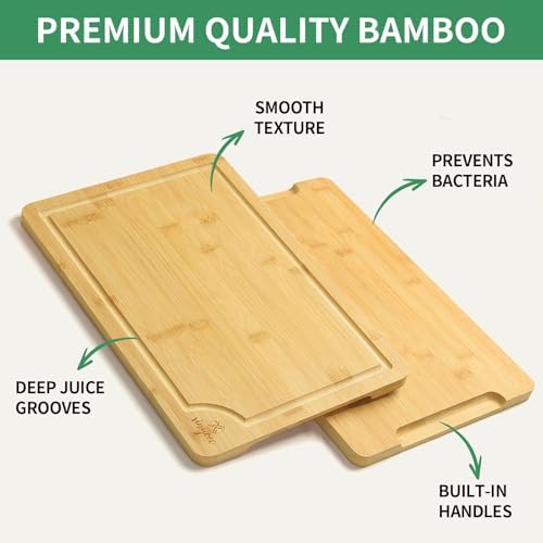 Bamboo Cutting Board Set for Kitchen - Chopping Board Set of 3 with