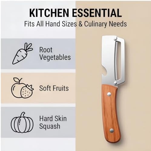 2026 Upgrade 2-in-1 & 3-in-1 Vegetable Peeler Set with Wooden Handle