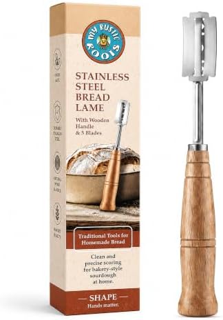 Wooden Bread Lame Sourdough Scoring Tool, 5 Razor Blades