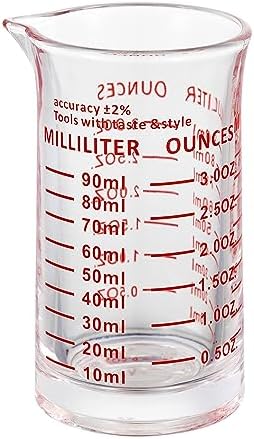 Ackers 3oz/90ml Glass Measuring Cup – Shot Glass with Double