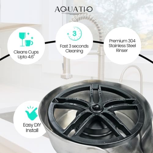 2 in1 Glass Rinser for Kitchen Sink, Stainless Steel Cup Cleaner