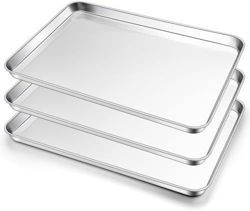 Homikit 3 Pack 18x13 Inch Stainless Steel Baking Half Sheet Set, Heavy