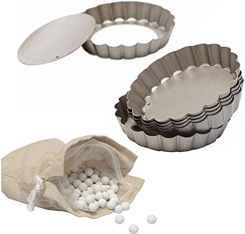 Webake 6pcs Mini Tart Pans and 2LB Pie Weights, Tart Pie Baking Set