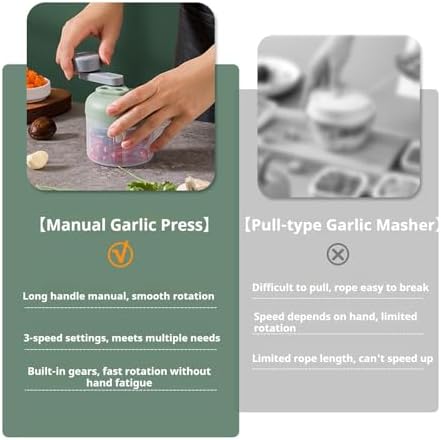 3-Speed Manual Food Chopper-Hand Crank Vegetable Chopper & Garlic