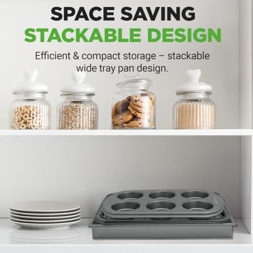 NutriChef 6-Piece Toaster Oven Bakeware Set, Compact Non-Stick